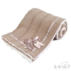FBP202-COF: Coffee Chevron Cable Knit Wrap w/Bow